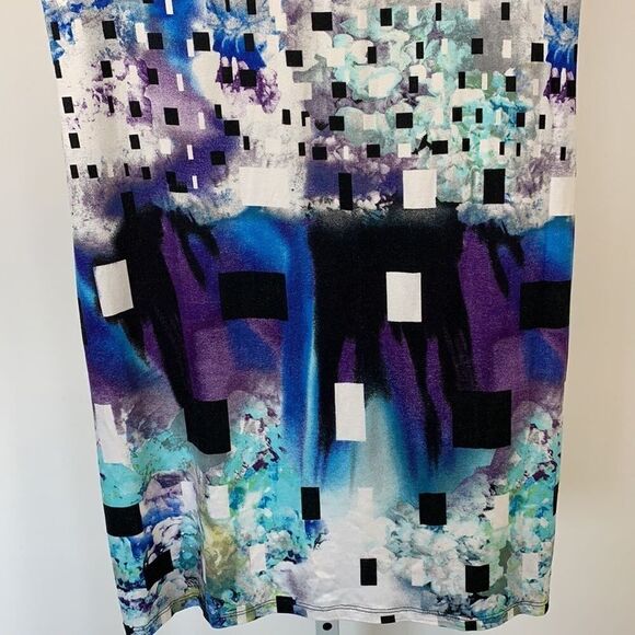 SCAPA LAUREN PERRE Women’s Abstract Print Dress White/Black Size Medium - Picture 4 of 7